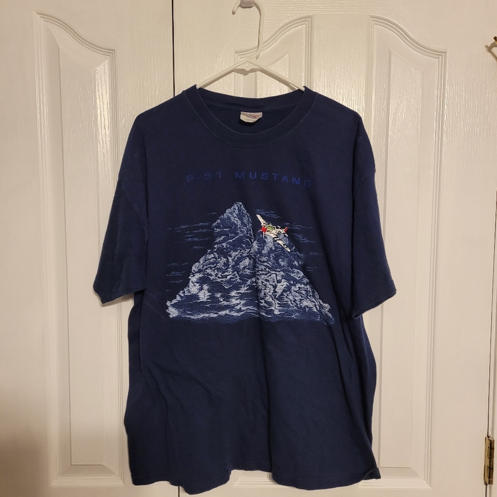 P-51 Mustang Aircraft Graphic Design T Shirt Size XL - Picture 1 of 6